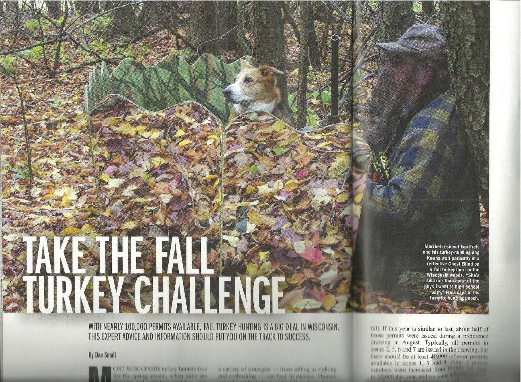 Fall turkey hunting with a dog in Wisconsin Sportsman magazine, November 2015 issue.